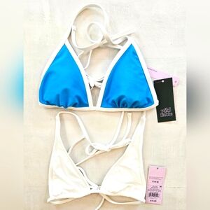 WILD FABLE Blue and White String Bikini Tops, XS, NWT
